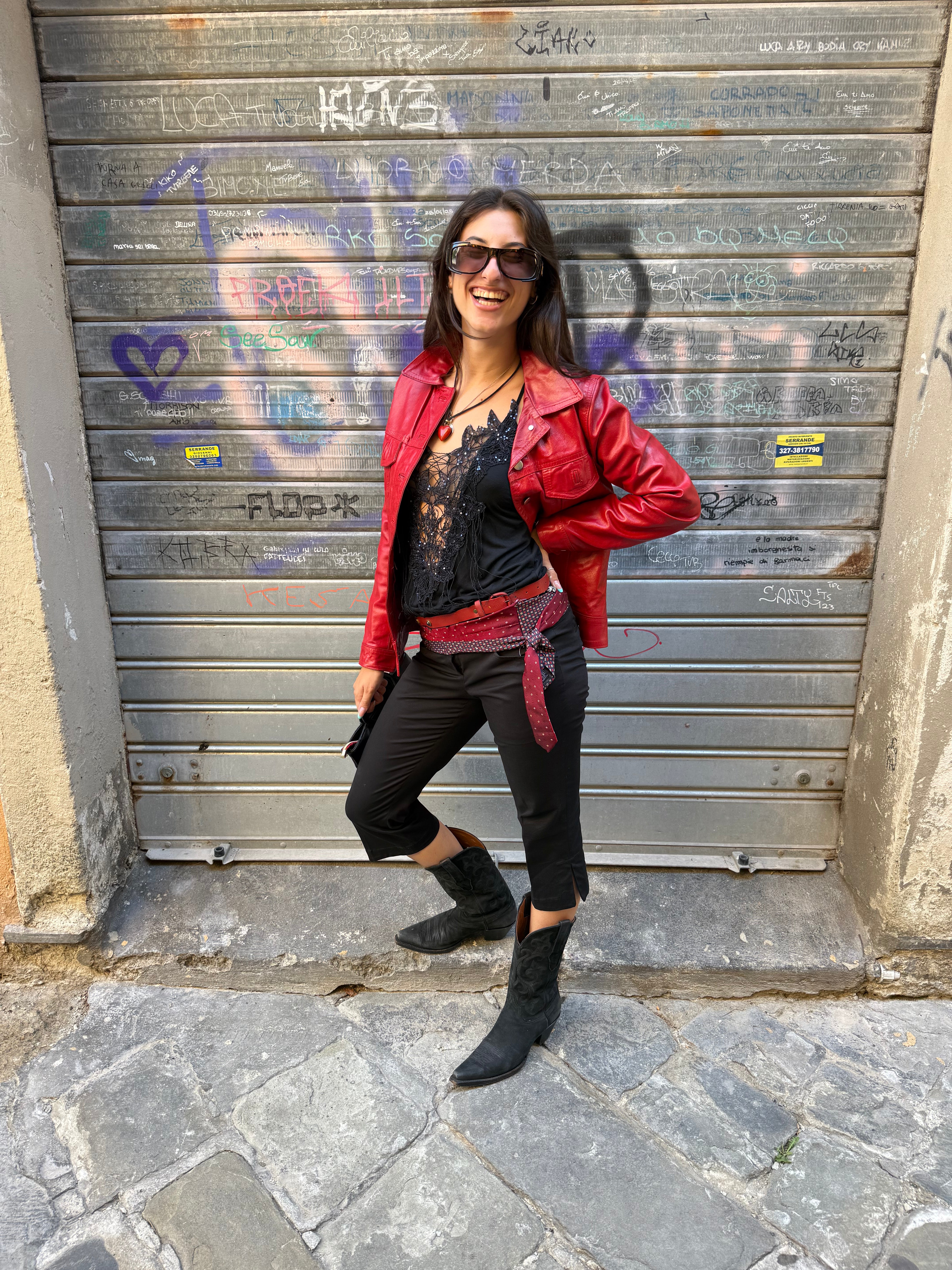 RED LEATHER JACKET -GIACCA IN PELLE ROSSA
