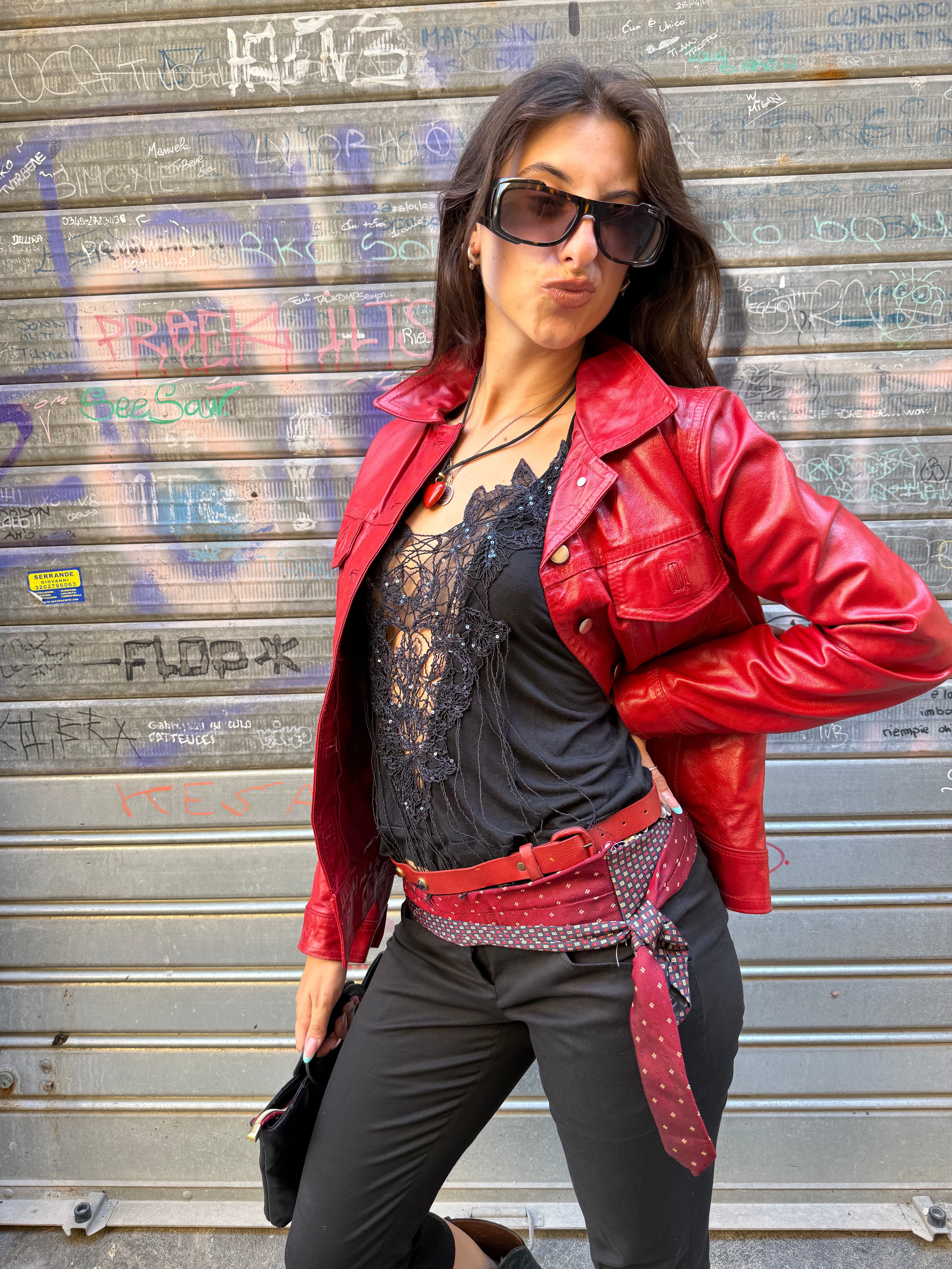 RED LEATHER JACKET -GIACCA IN PELLE ROSSA