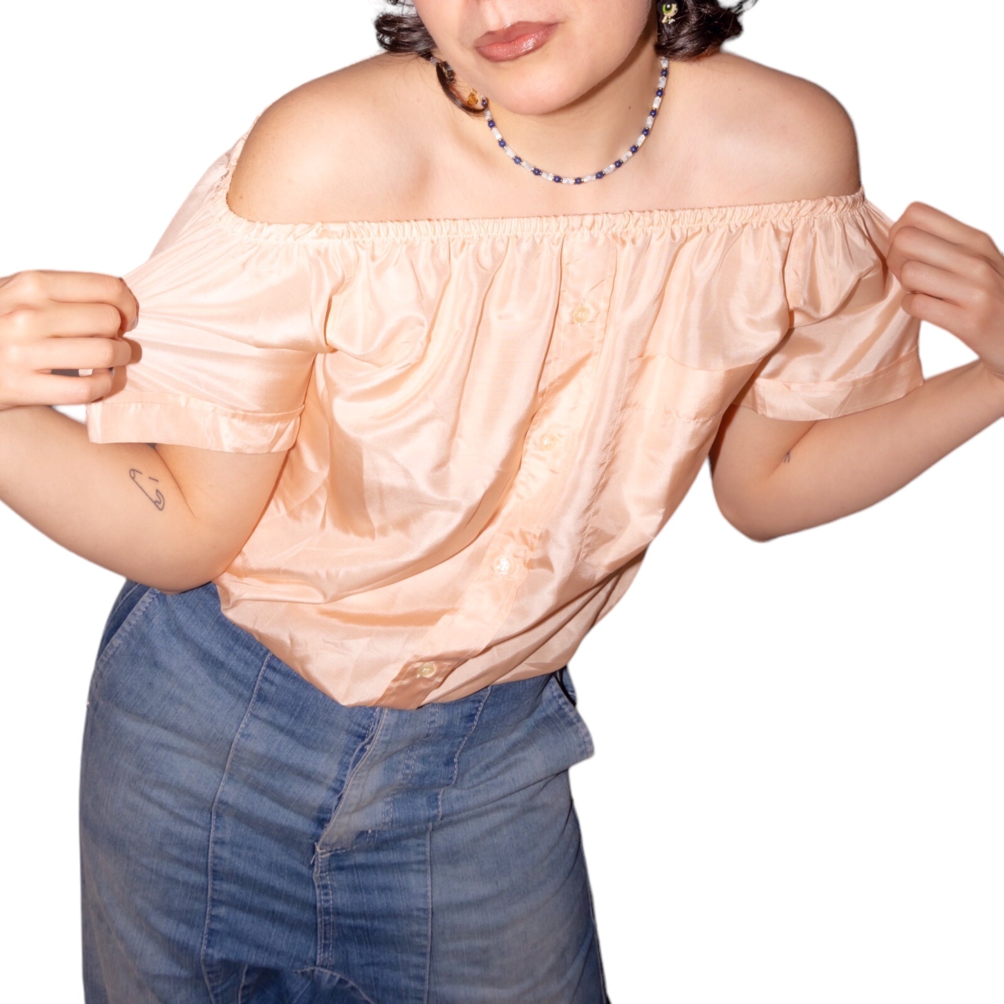 Camicia con scollo cipria