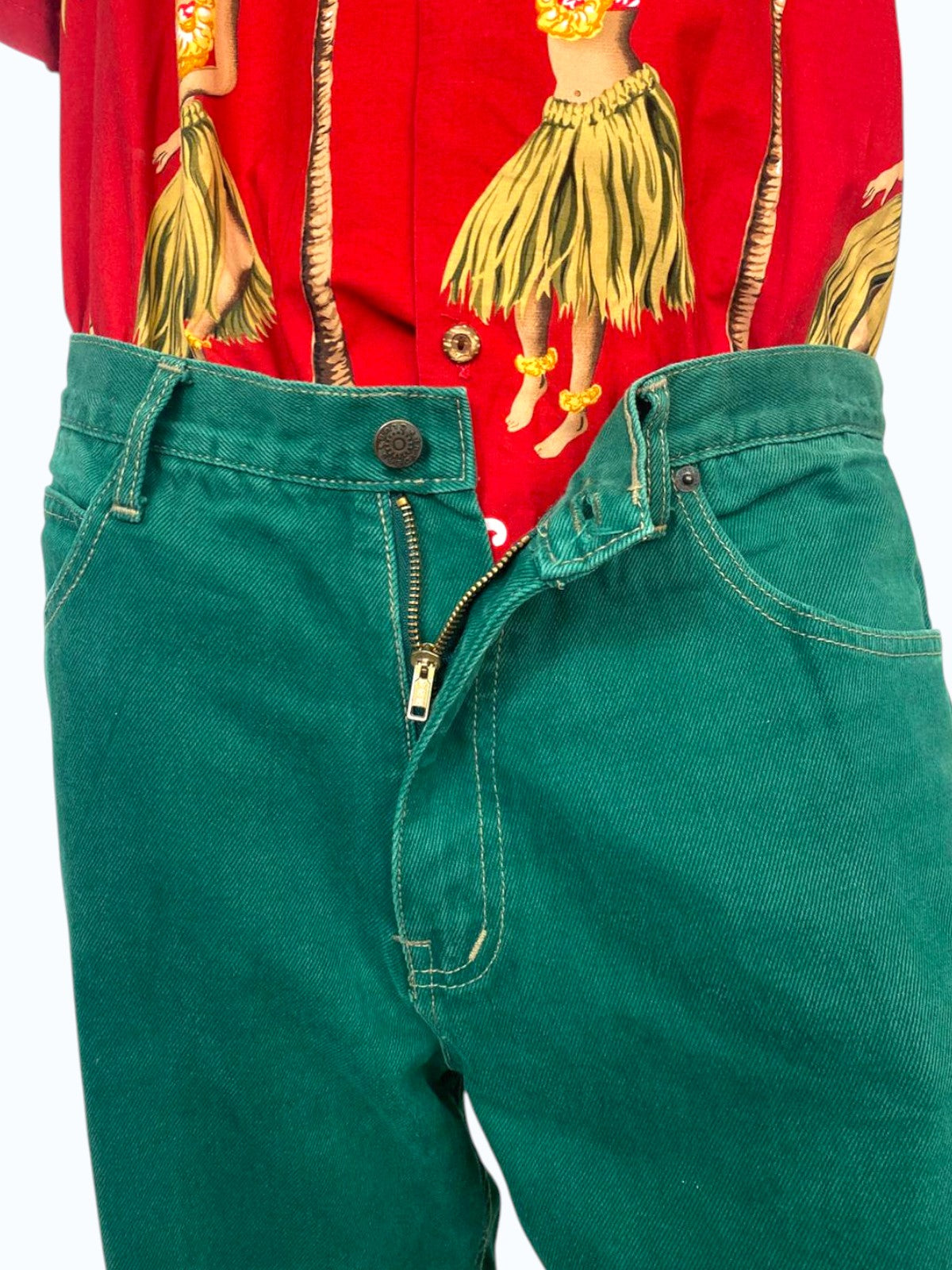 jeans verde uomo