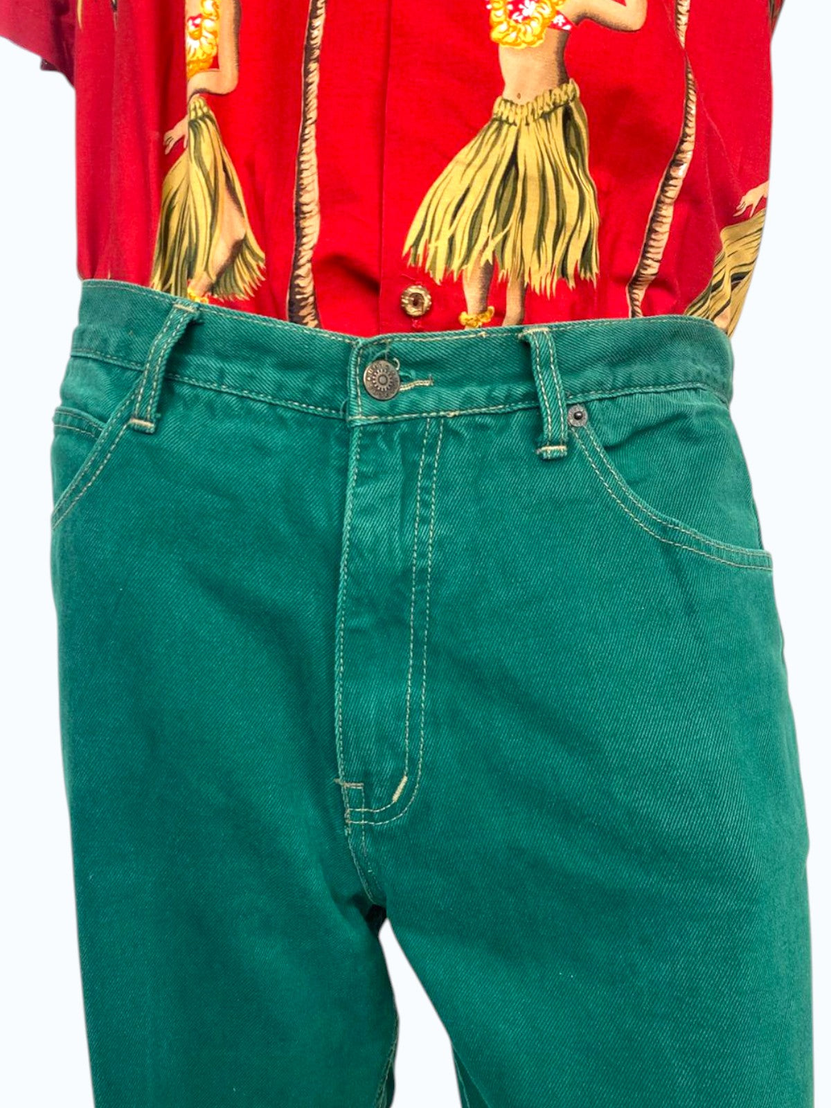 jeans verde uomo
