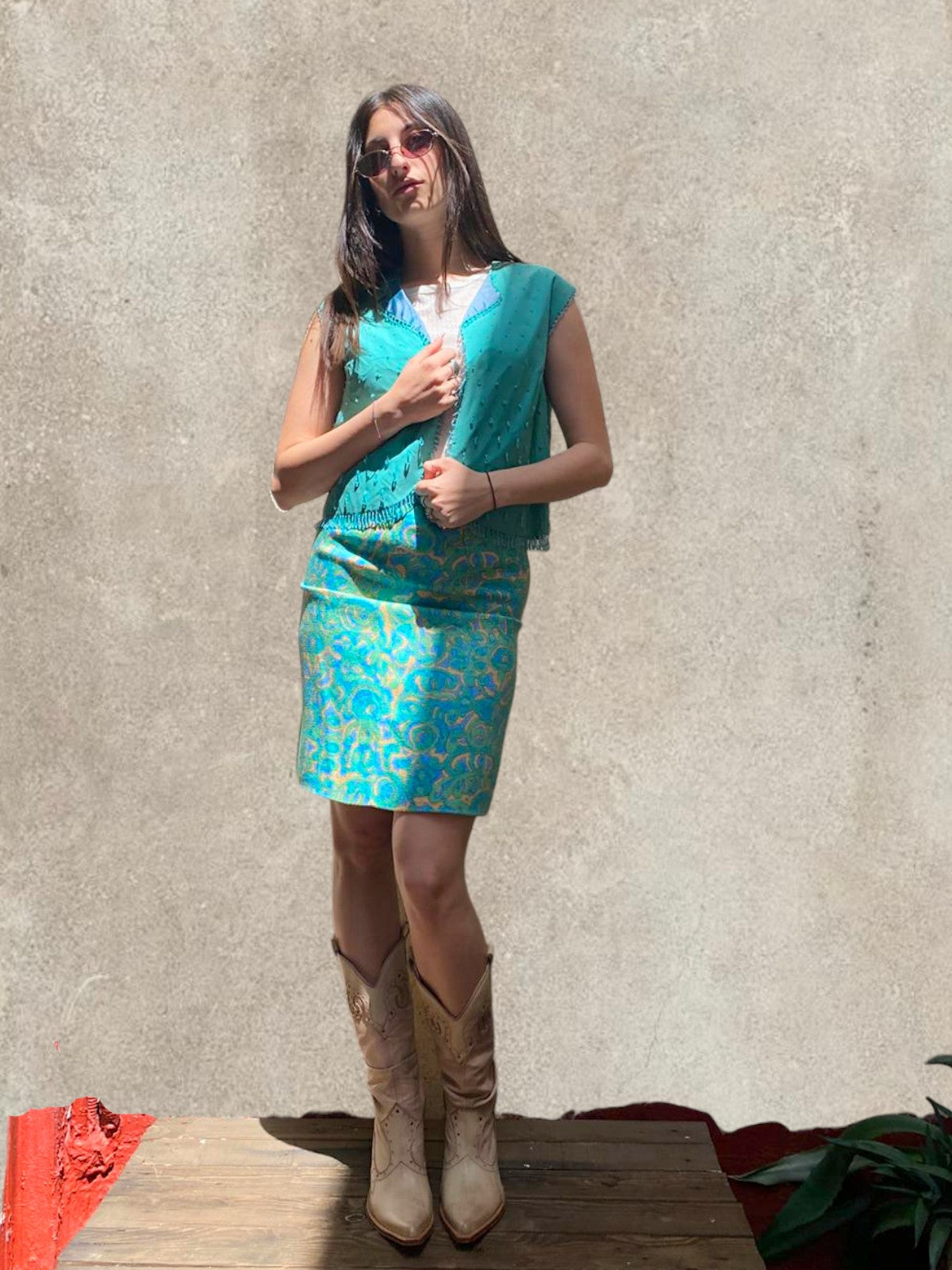 gilet in tessuto e perline donna