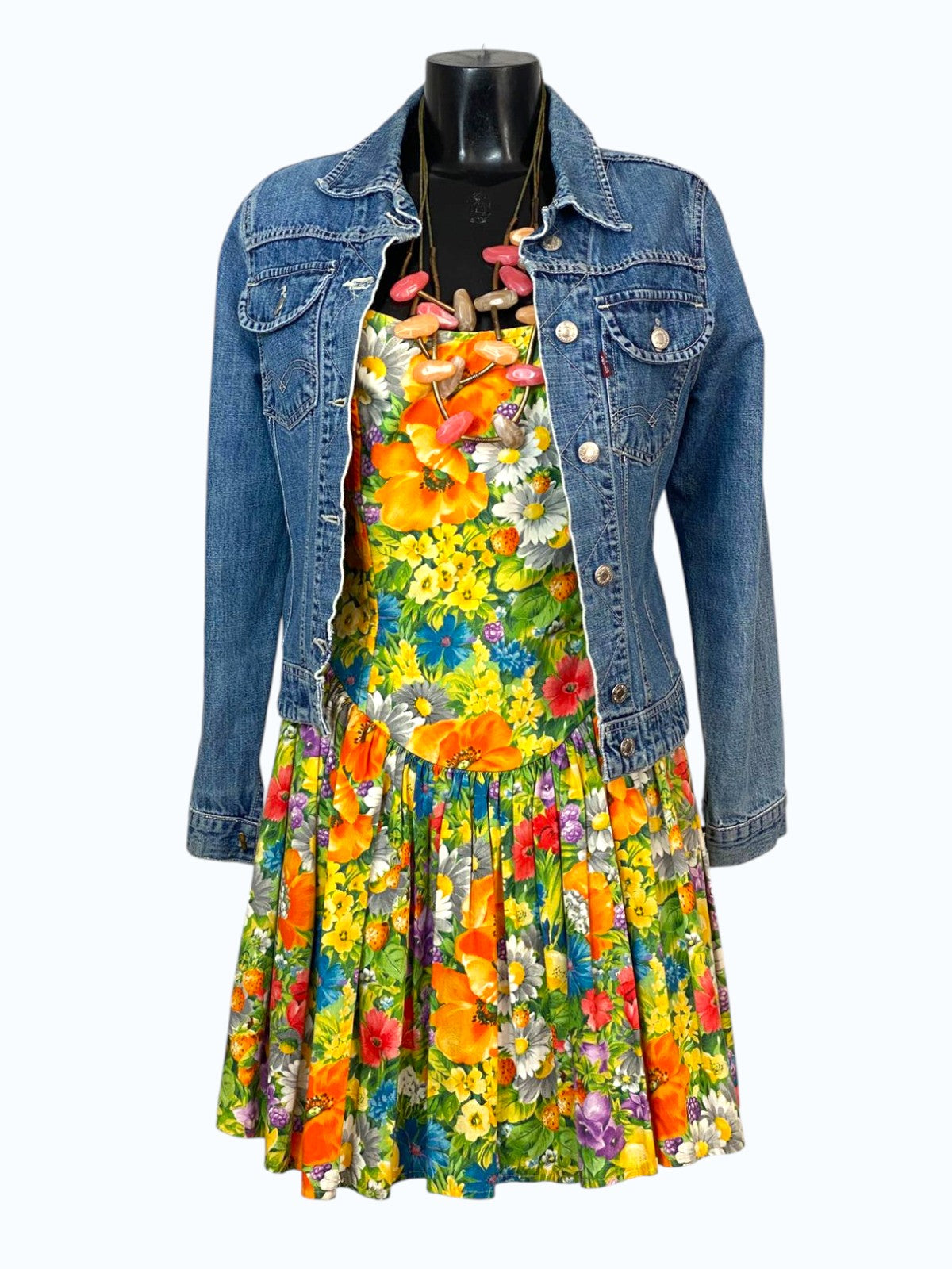 vestito floreale senza spalline