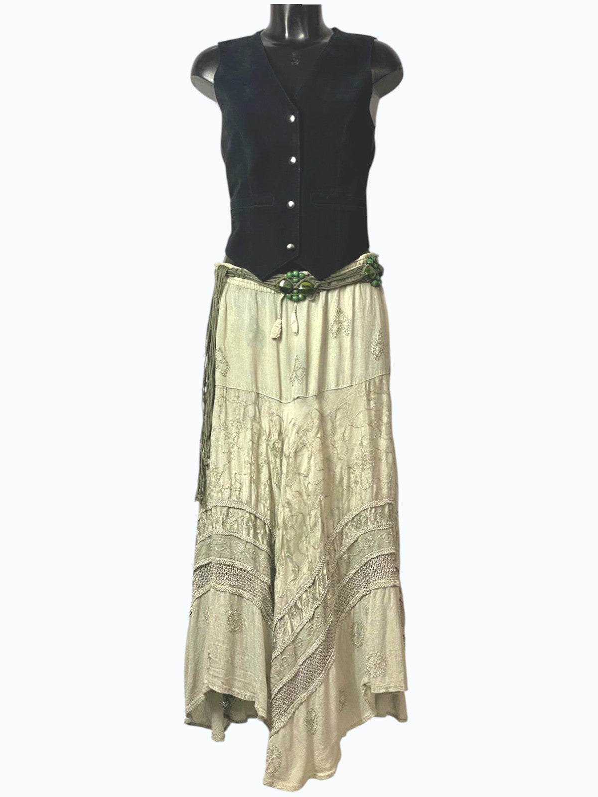 gilet in camoscio e tessuto nero