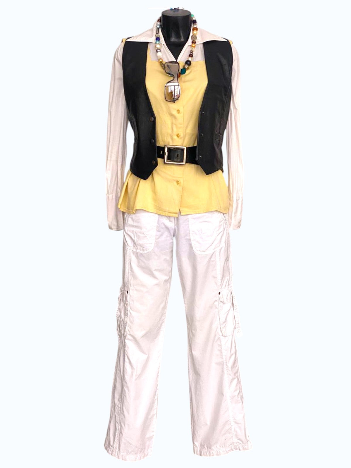 blusa smanicata gialla