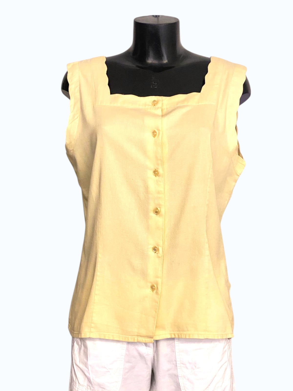 blusa smanicata gialla
