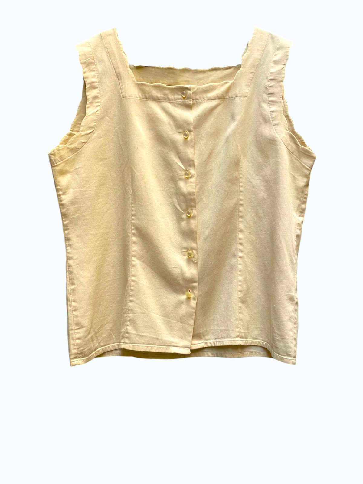 blusa smanicata gialla