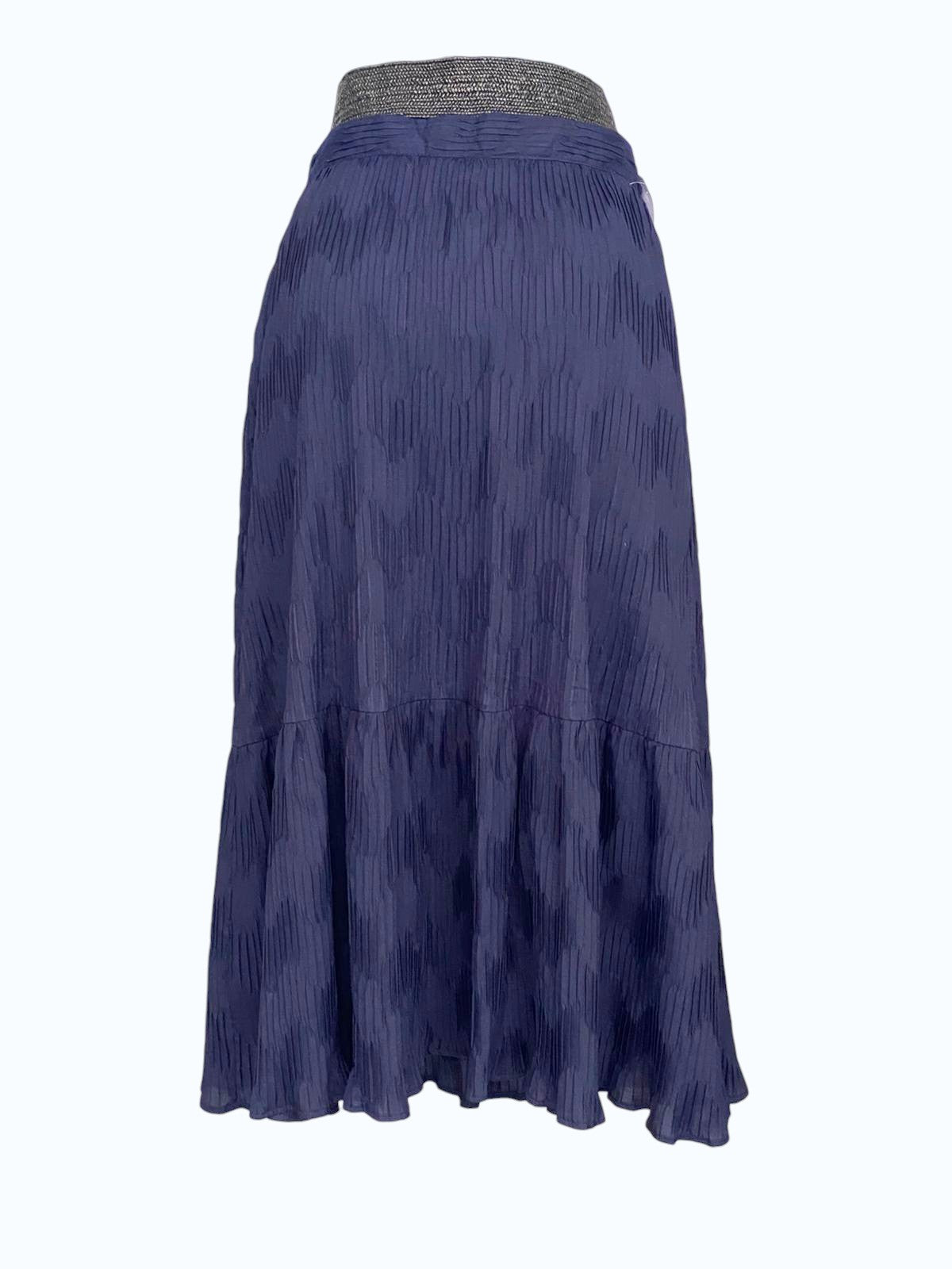 gonna longuette plissettata blu