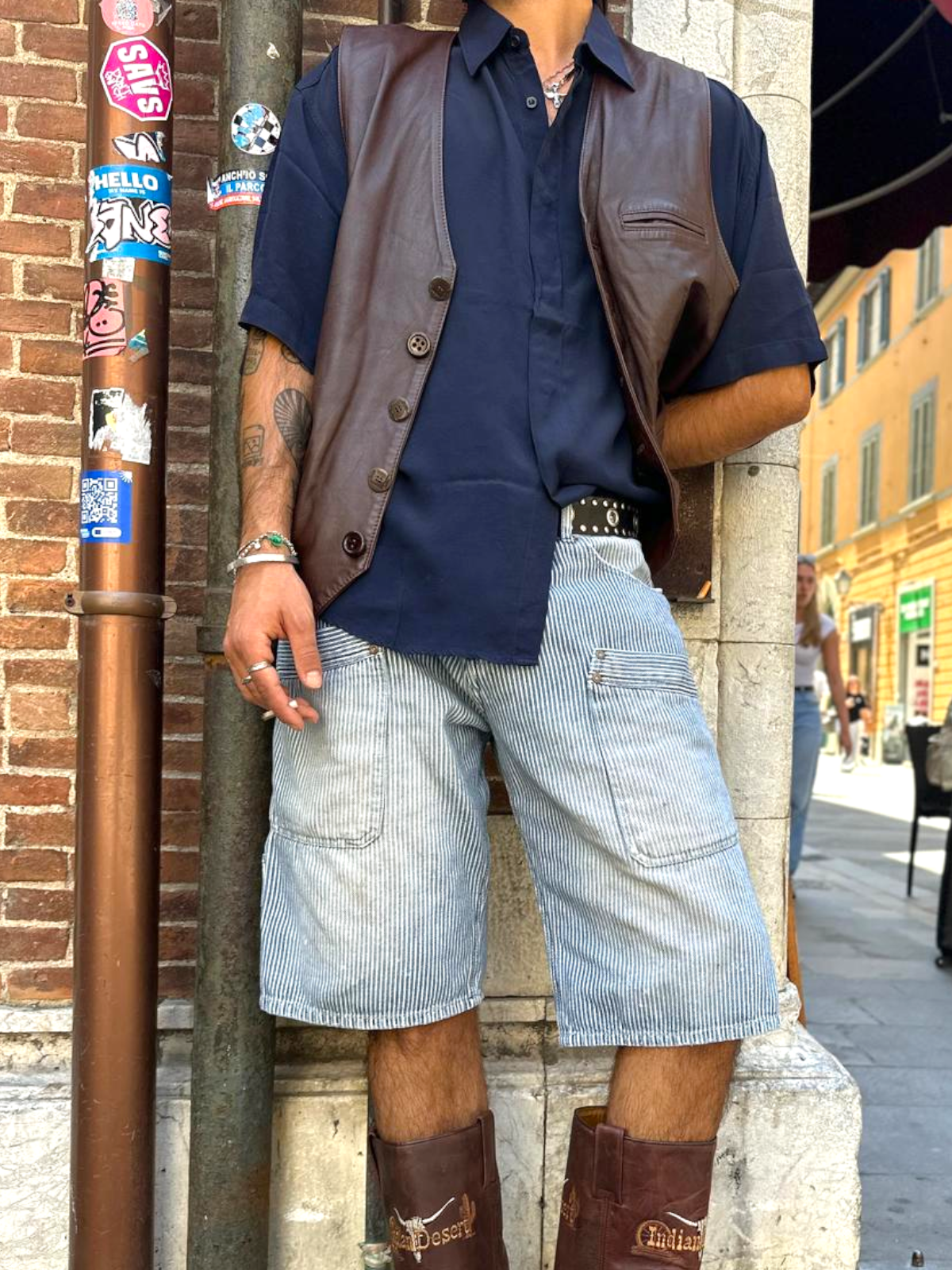 camicia uomo a maniche corte blu