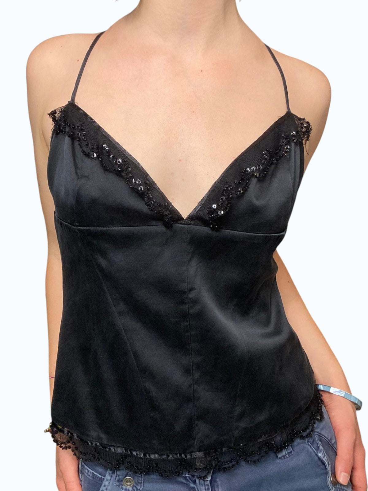 Top in seta nero Roberto Cavalli