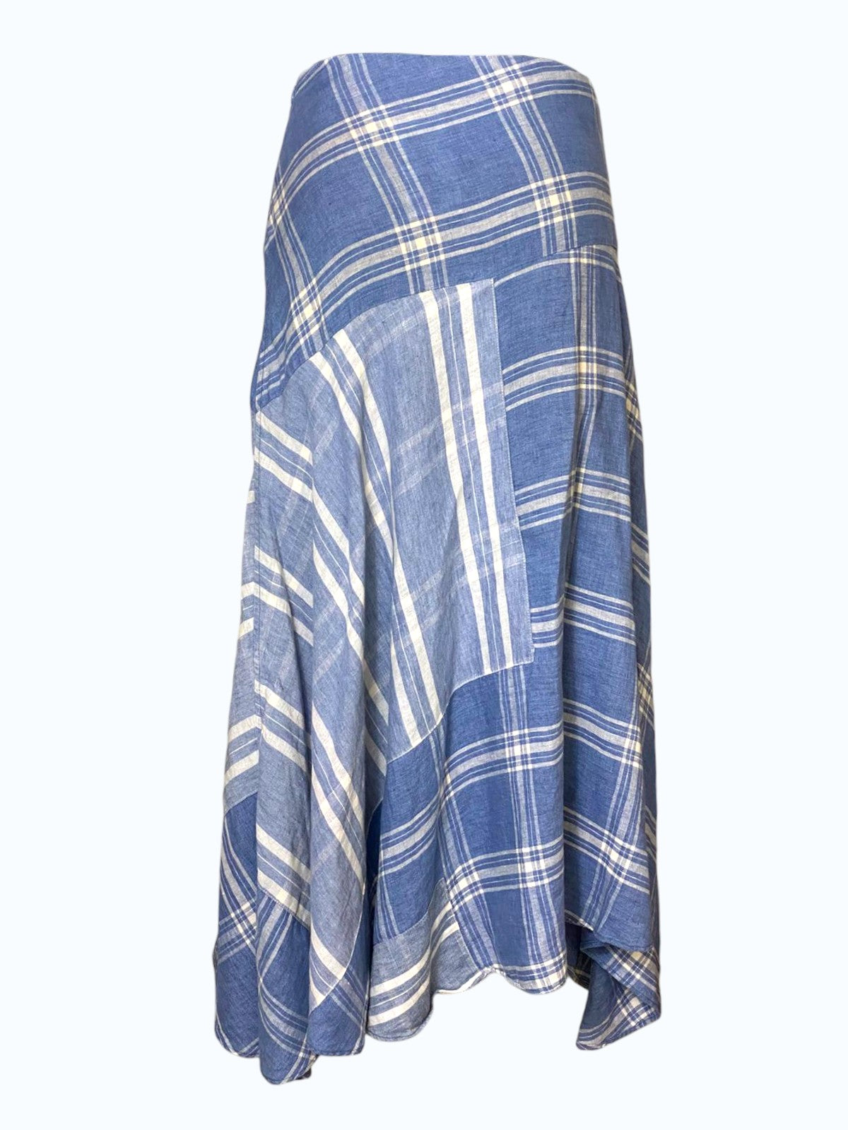 maxi gonna svasata in lino tartan Ralph Lauren