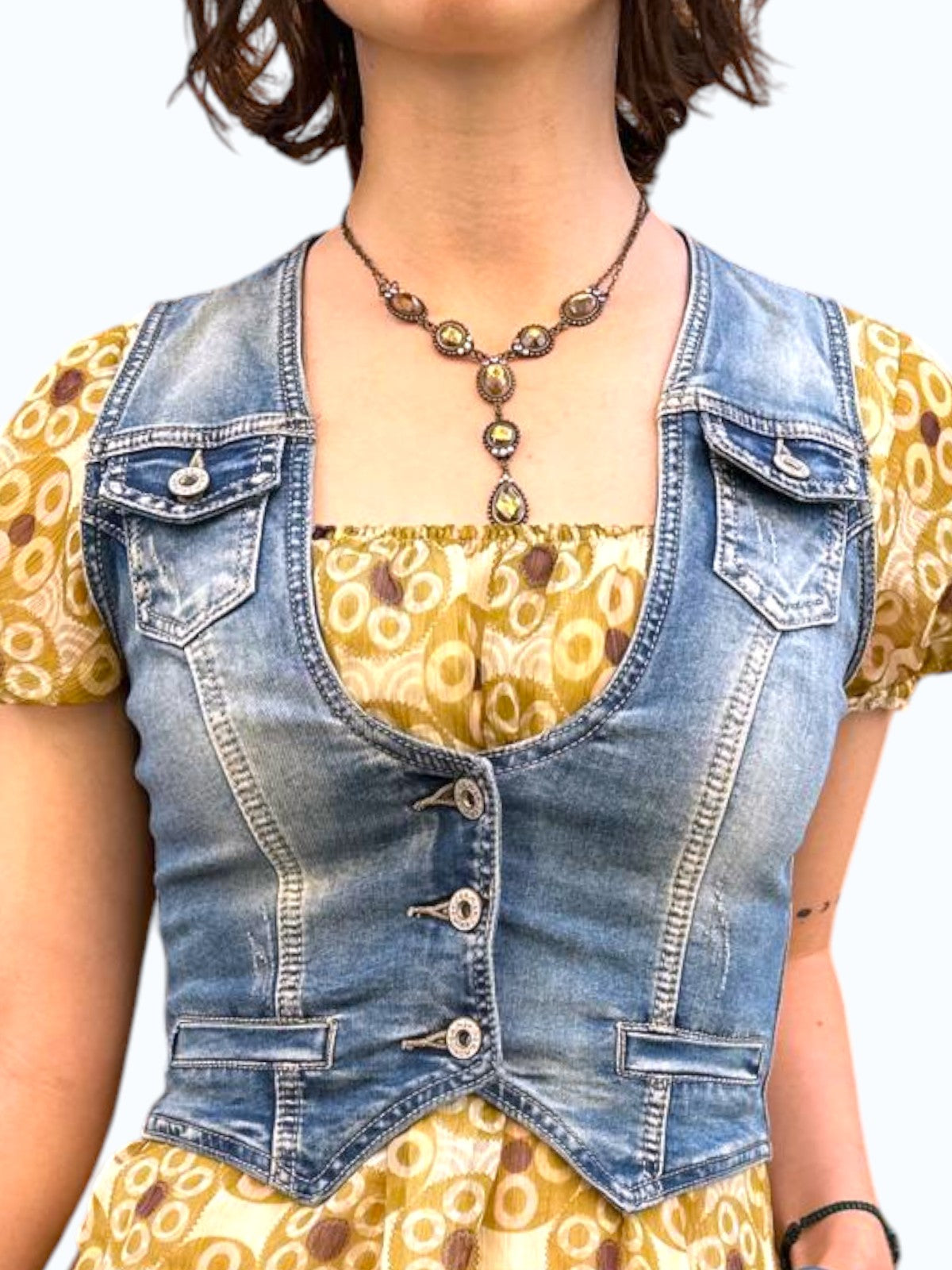 gilet di jeans crop