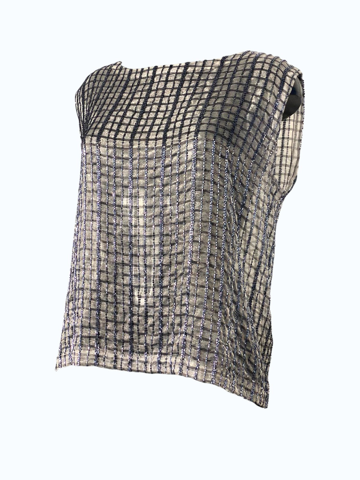 blusa see through lavorata a perline