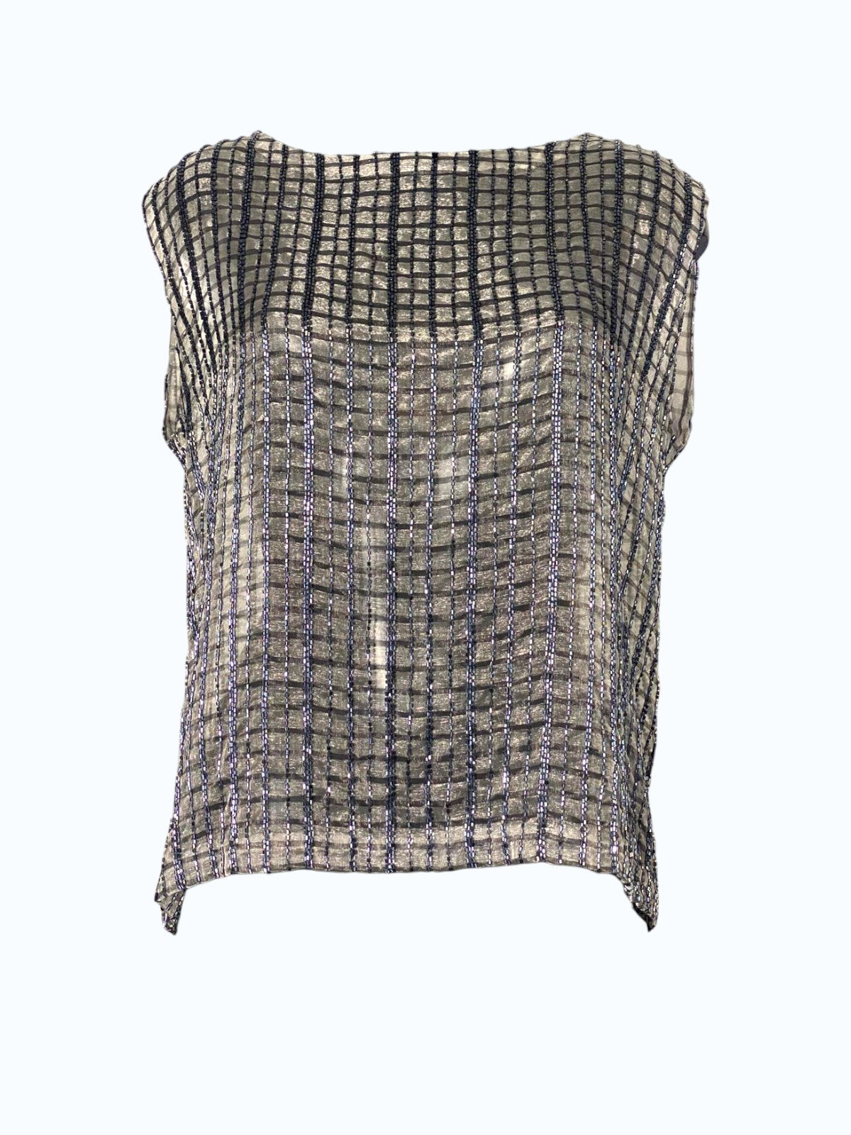 blusa see through lavorata a perline