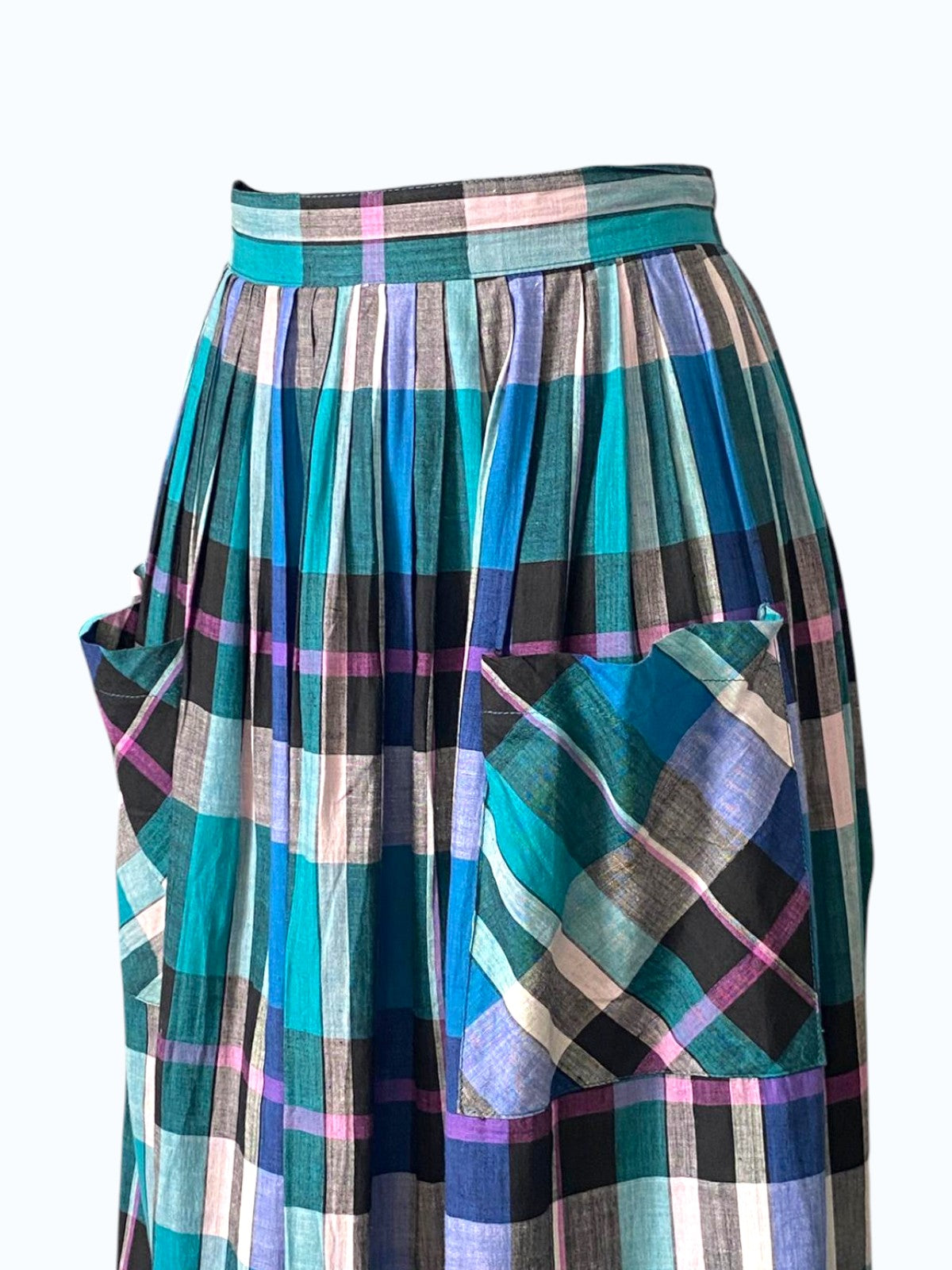 gonna longuette tartan plissettata con tasche