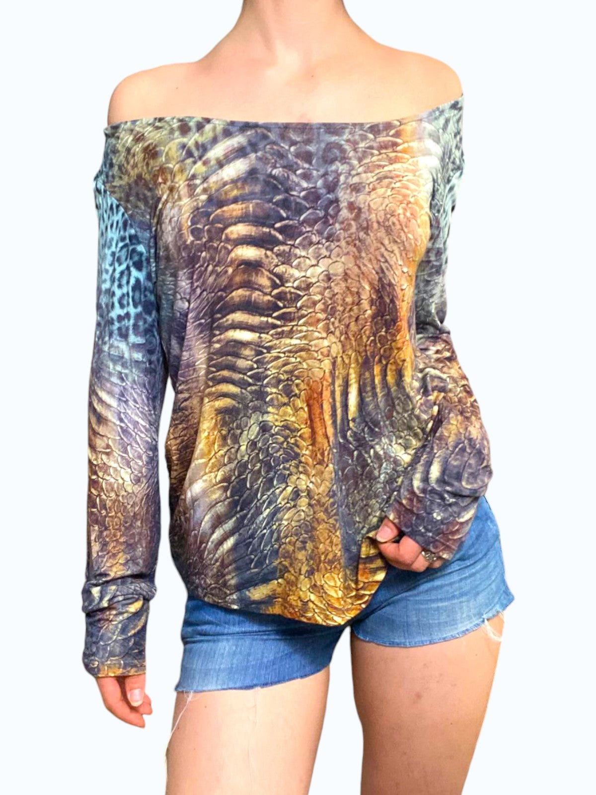Maglietta a maniche lunghe a stampa animalier anni 2000