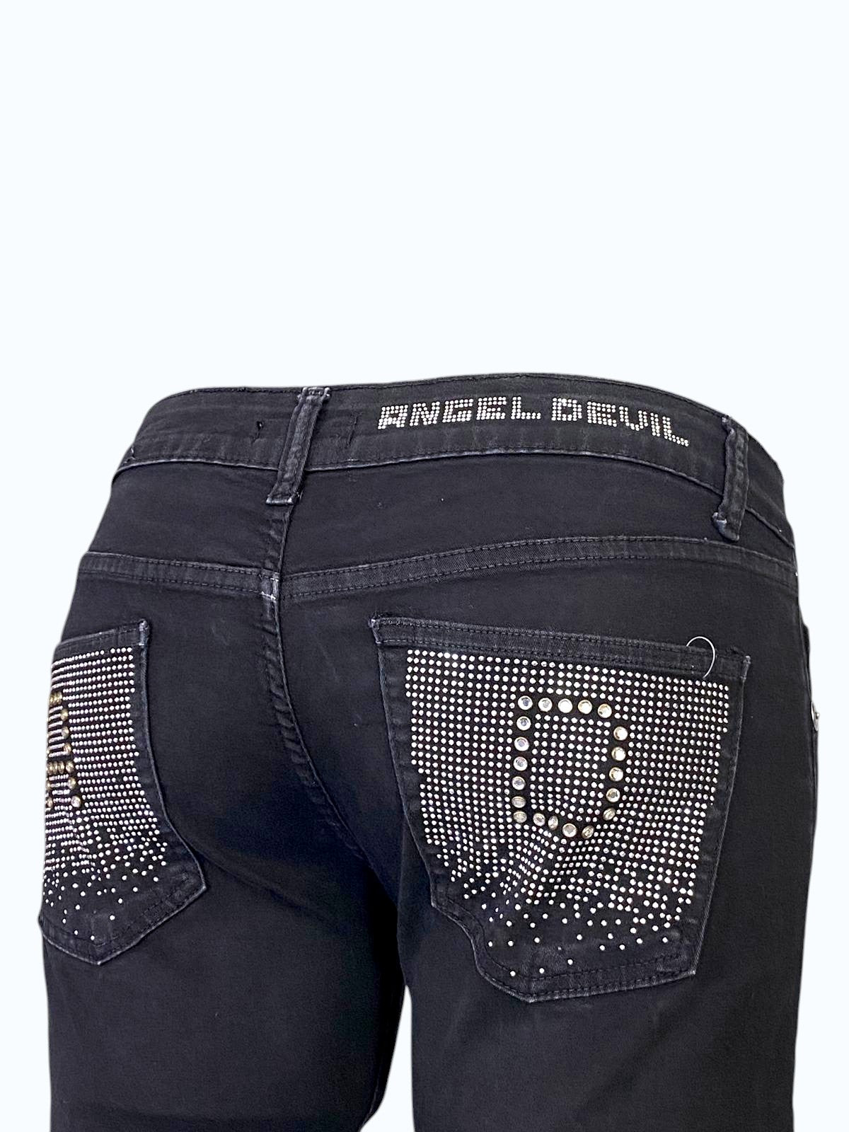 pantaloni a vita bassa con brillantini Angel&Devil anni 2000