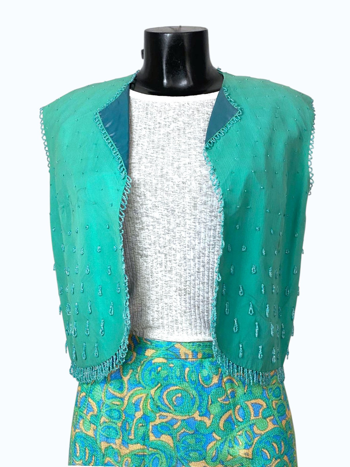 gilet in tessuto e perline donna
