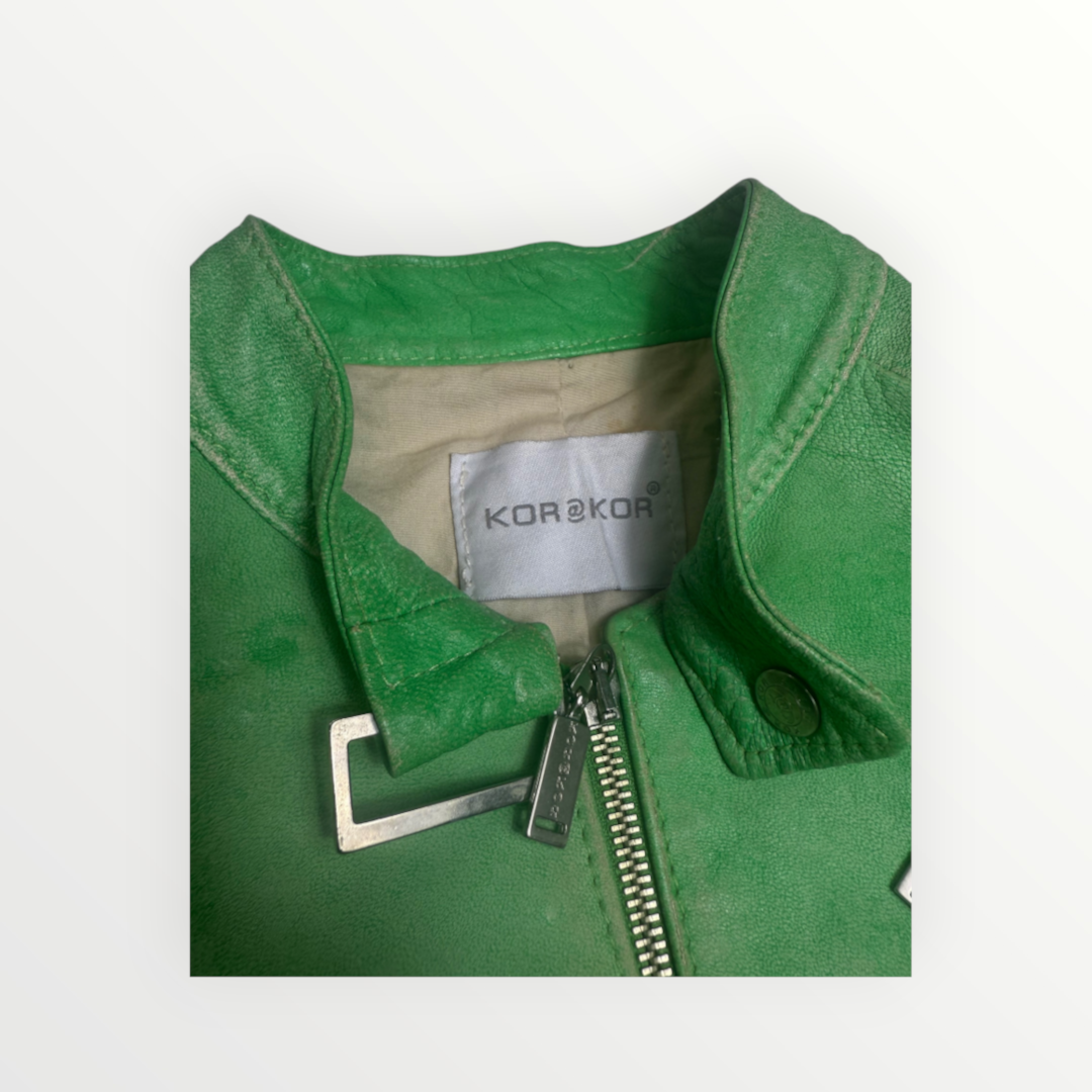 GREEN LATHER JACKET - GIACCA IN PELLE VERDE