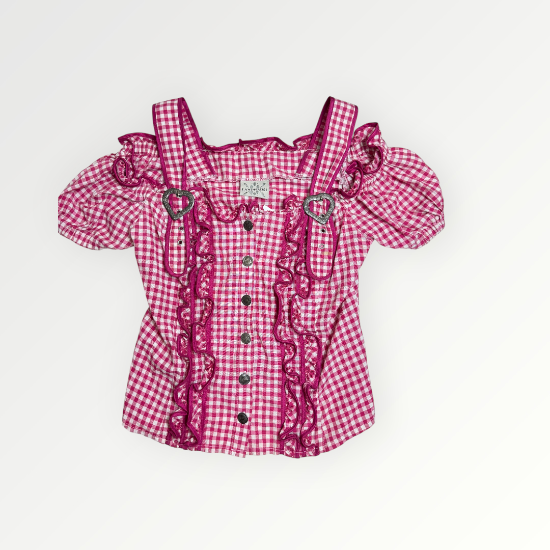 PINKCHECK TIROLESE TOP- TOP TIROLESE A QUADRI