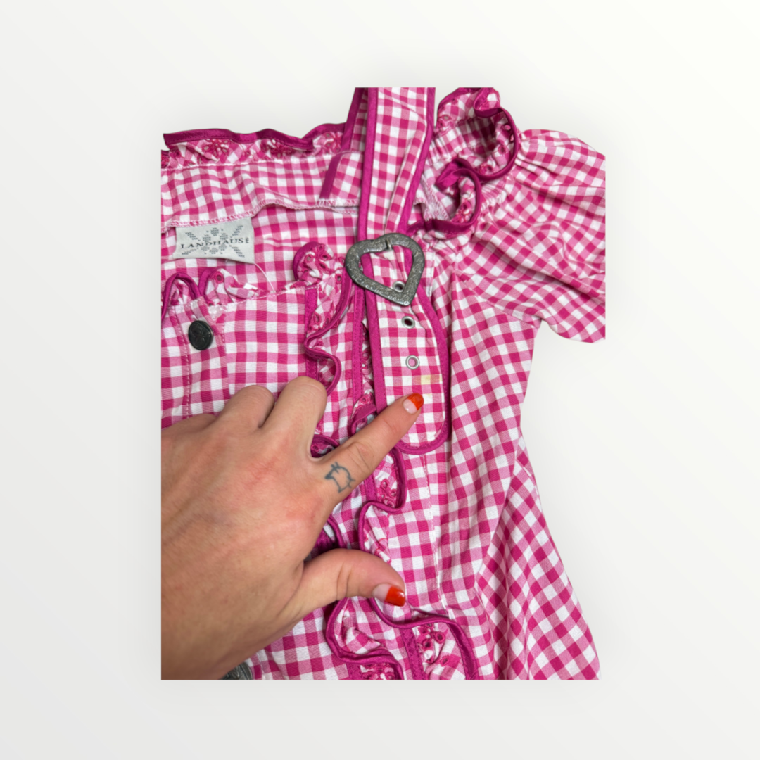 PINKCHECK TIROLESE TOP- TOP TIROLESE A QUADRI