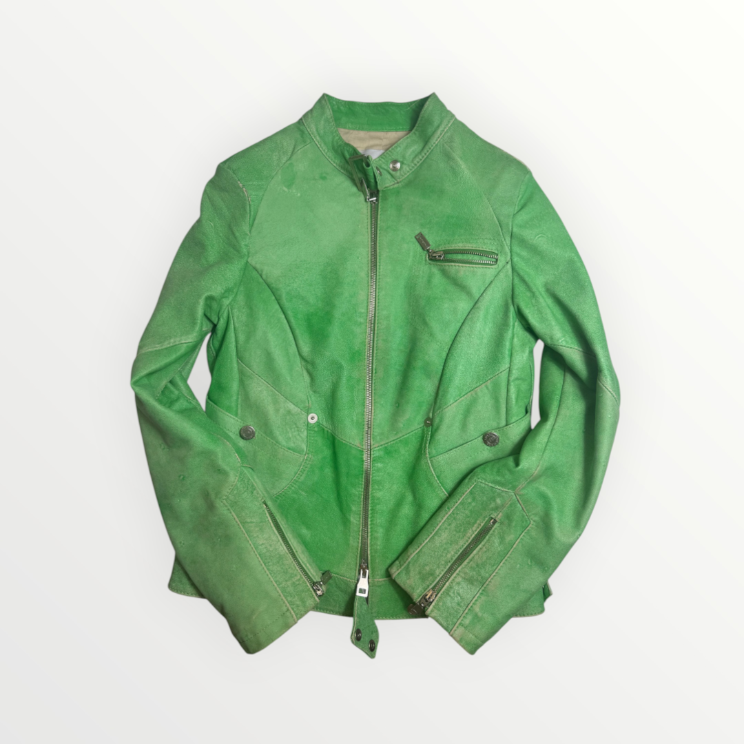 GREEN LATHER JACKET - GIACCA IN PELLE VERDE