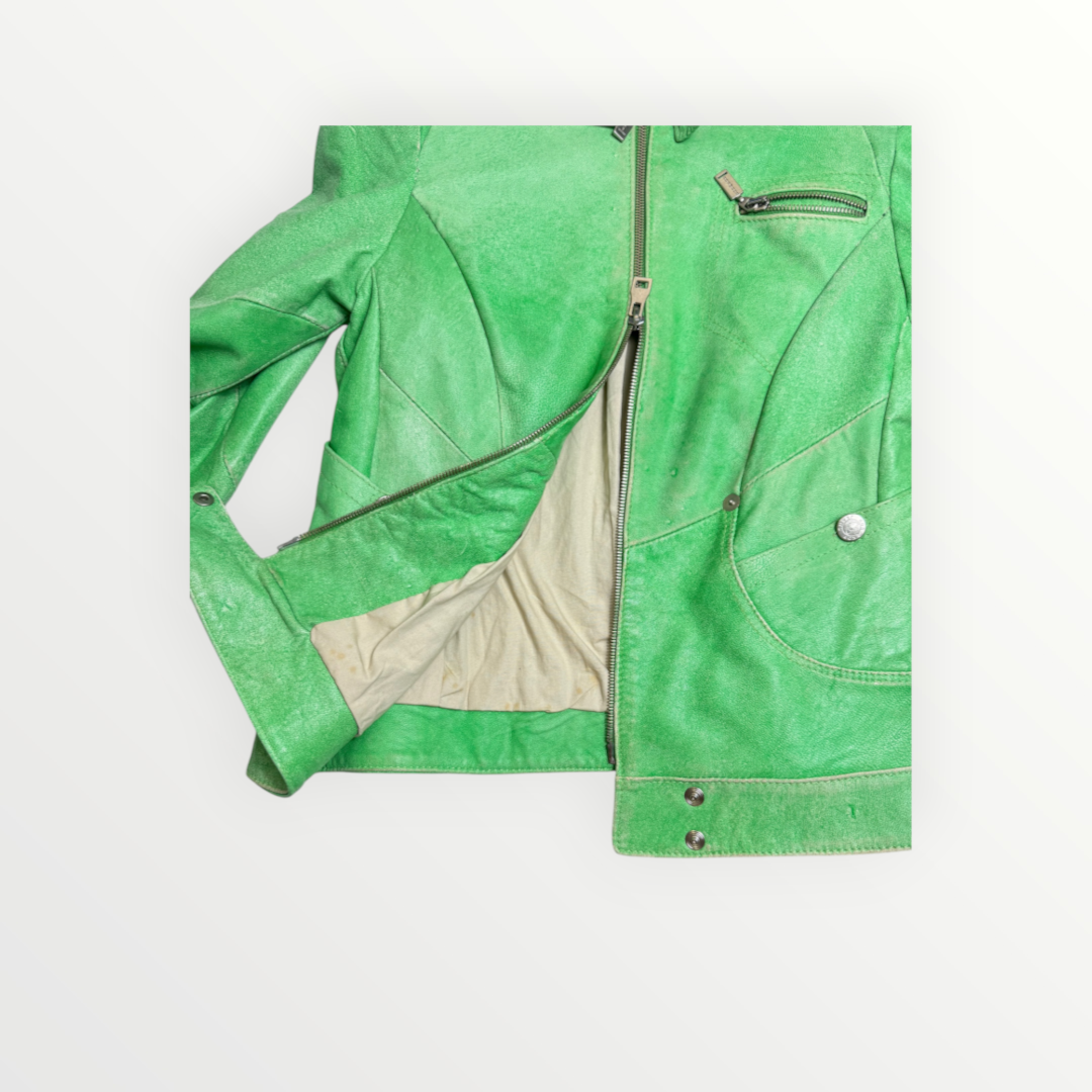 GREEN LATHER JACKET - GIACCA IN PELLE VERDE