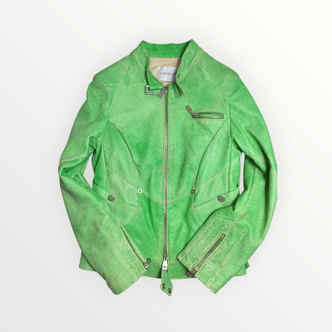 GREEN LATHER JACKET - GIACCA IN PELLE VERDE