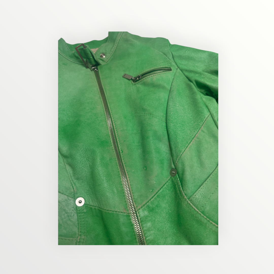 GREEN LATHER JACKET - GIACCA IN PELLE VERDE