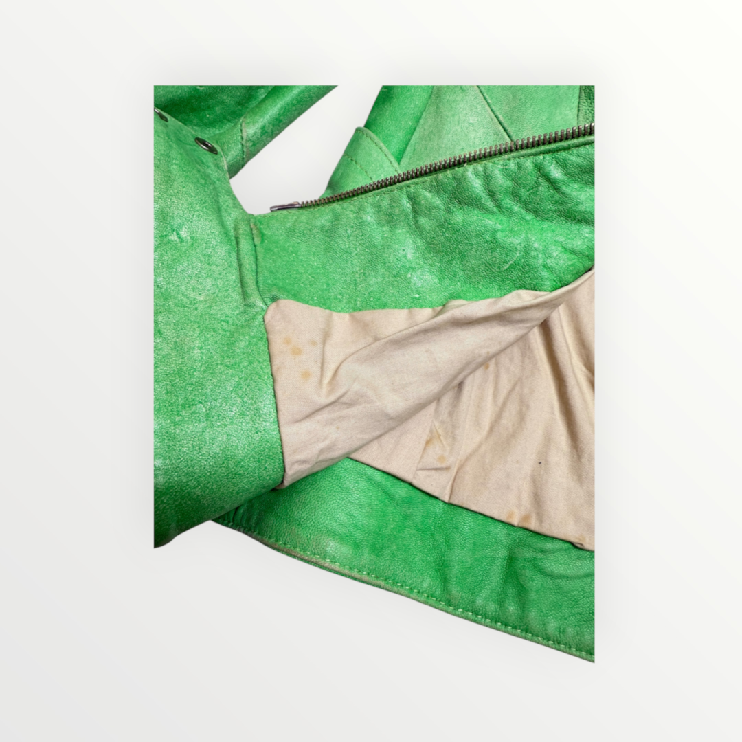 GREEN LATHER JACKET - GIACCA IN PELLE VERDE