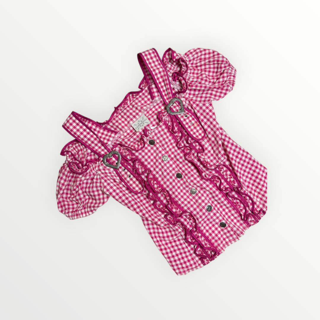 PINKCHECK TIROLESE TOP- TOP TIROLESE A QUADRI