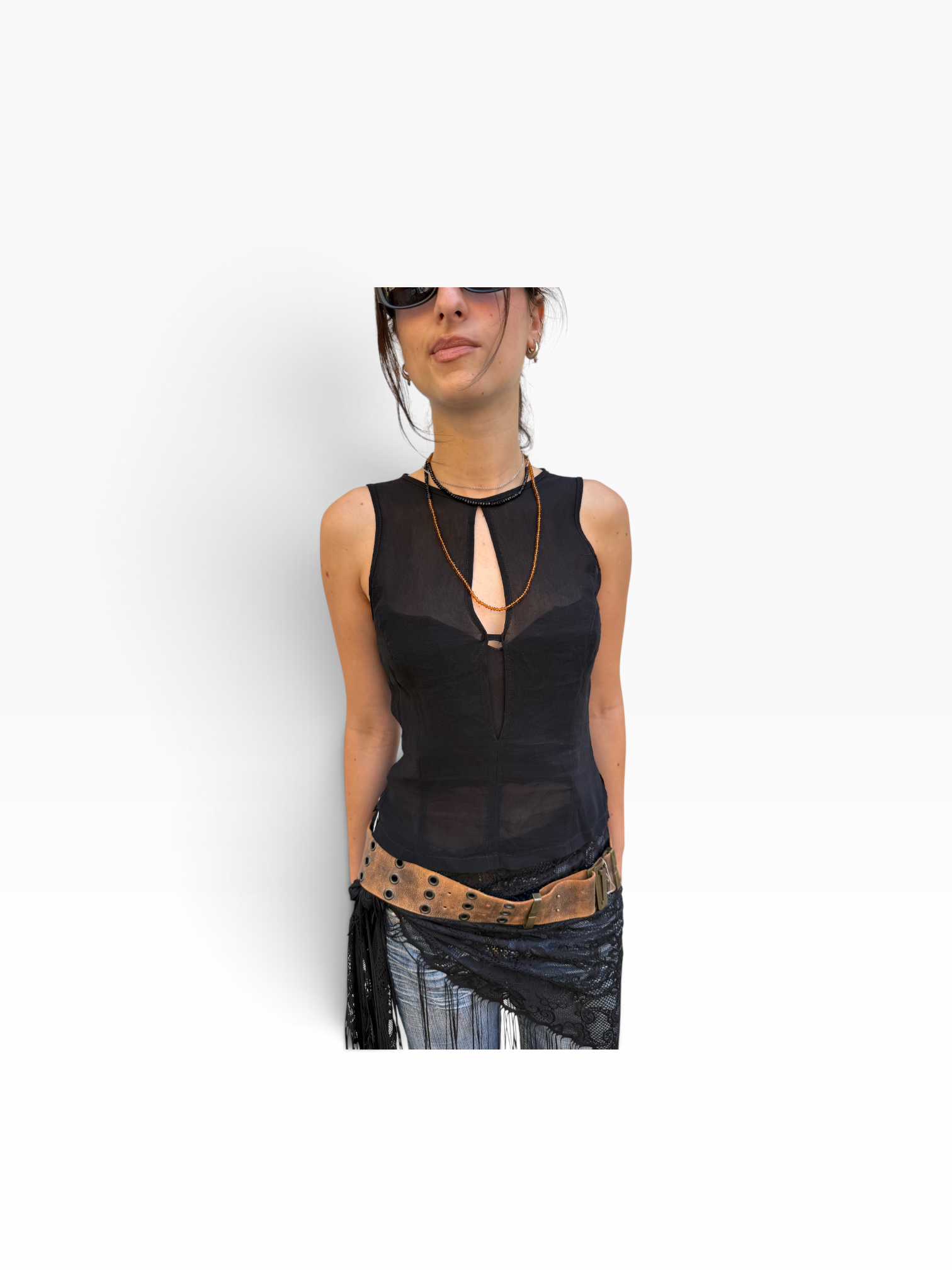 SEE-TROUGHT BLACK TOP- TOP NERO TRASPARENTE