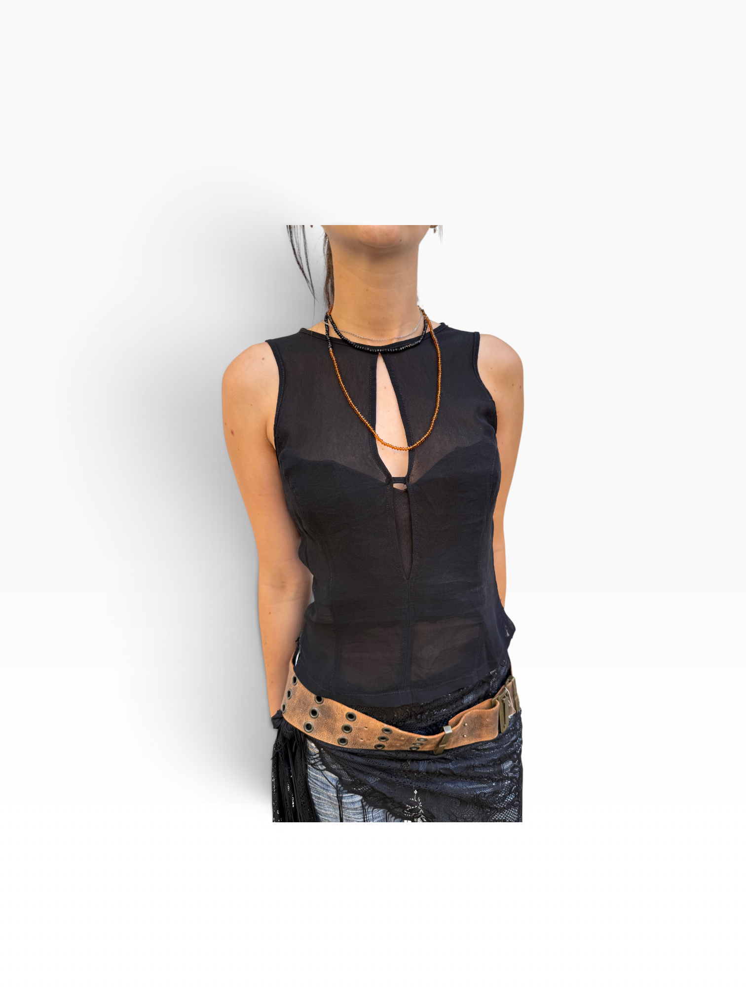 SEE-TROUGHT BLACK TOP- TOP NERO TRASPARENTE