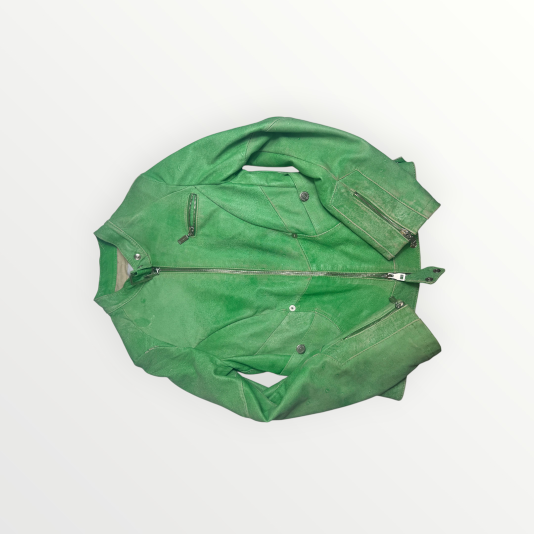 GREEN LATHER JACKET - GIACCA IN PELLE VERDE